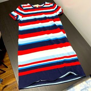 Michael Kors Striped T-Shirt Dress - Red, White & Blue, S